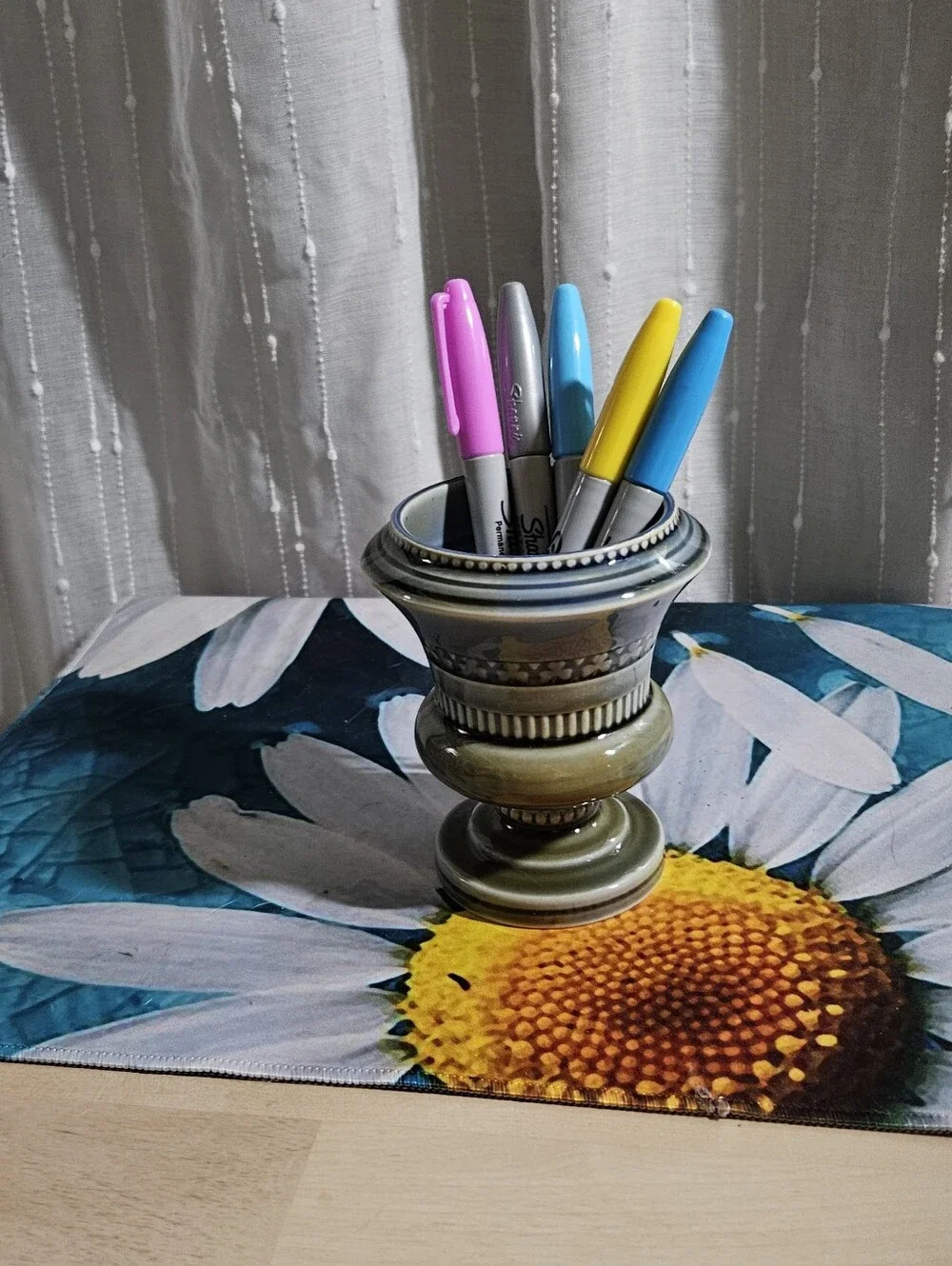Ceramic Irsh Vase Pen Holder in Olive Green
